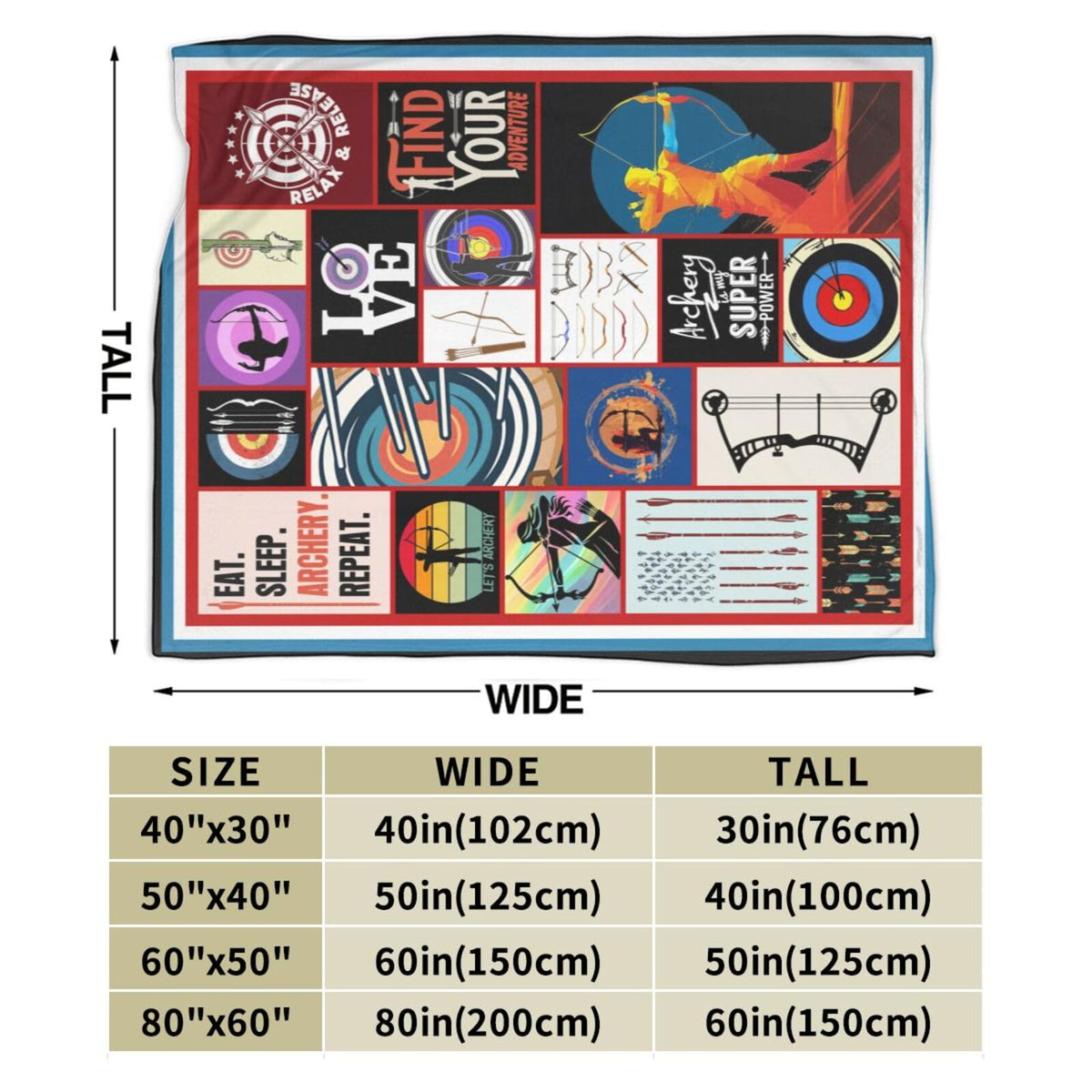 Archery Throw Blanket Sports Blankets Fleece Plush Flannel Super Soft Cozy Warm Lightweight Archery Sports Decor Gifts for Boys Girls Kids Adults Men Women 40" x 50"
