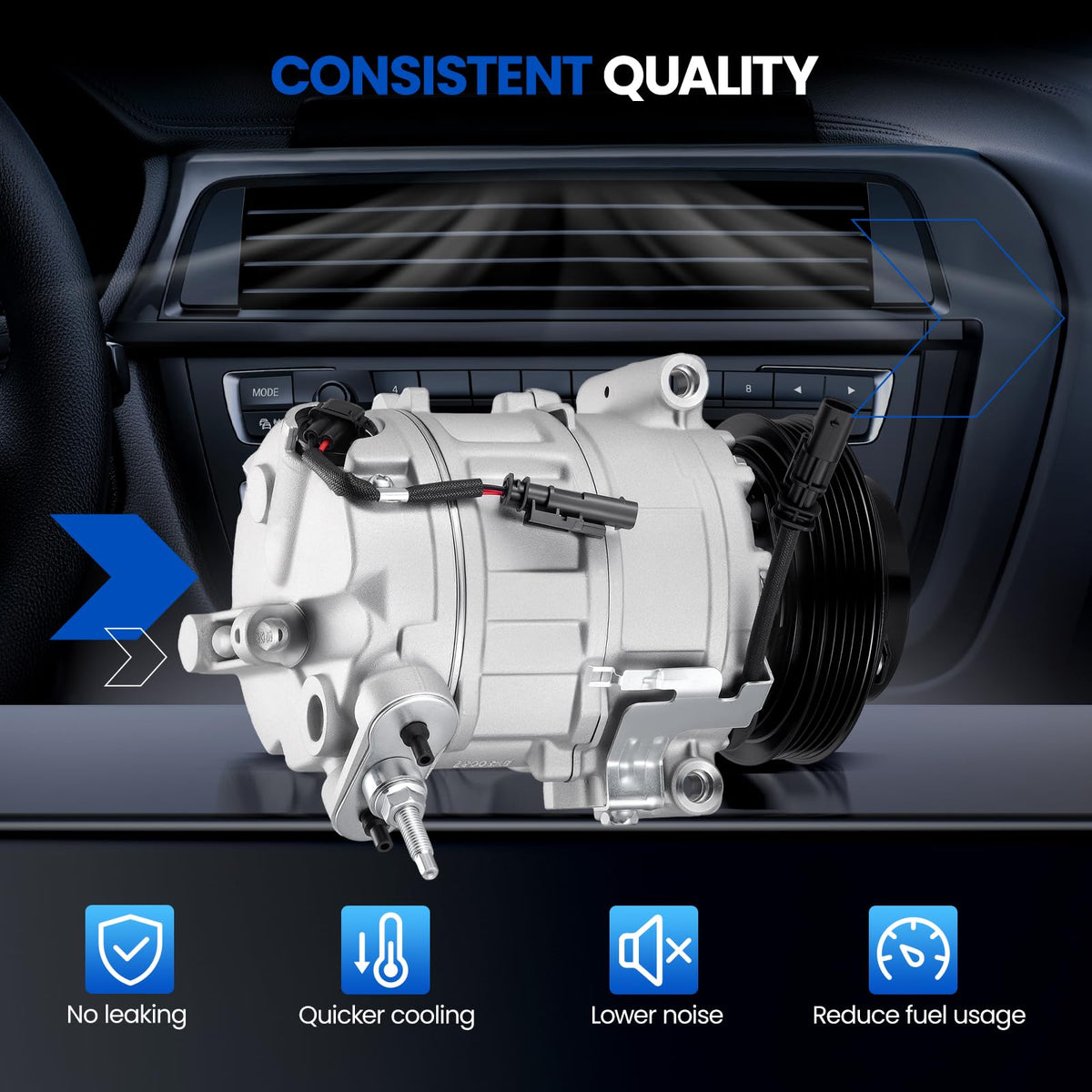 SYKRSS 198312 Air Conditioning A/C Compressor with Clutch Compatible with Chevrolet Equinox 2012-2015 2.4L L4, Compatible with GMC Terrain 2012-2015 2.4L L4