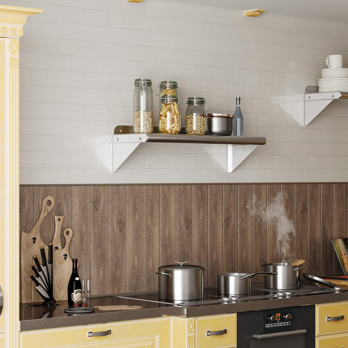 DEXSO NSF Certified Stainless Steel Wall Shelf 12" x 60" with Backsplash - Heavy-Duty Commercial Grade, 180 lb Capacity - Ideal for Restaurant and Kitchen Use