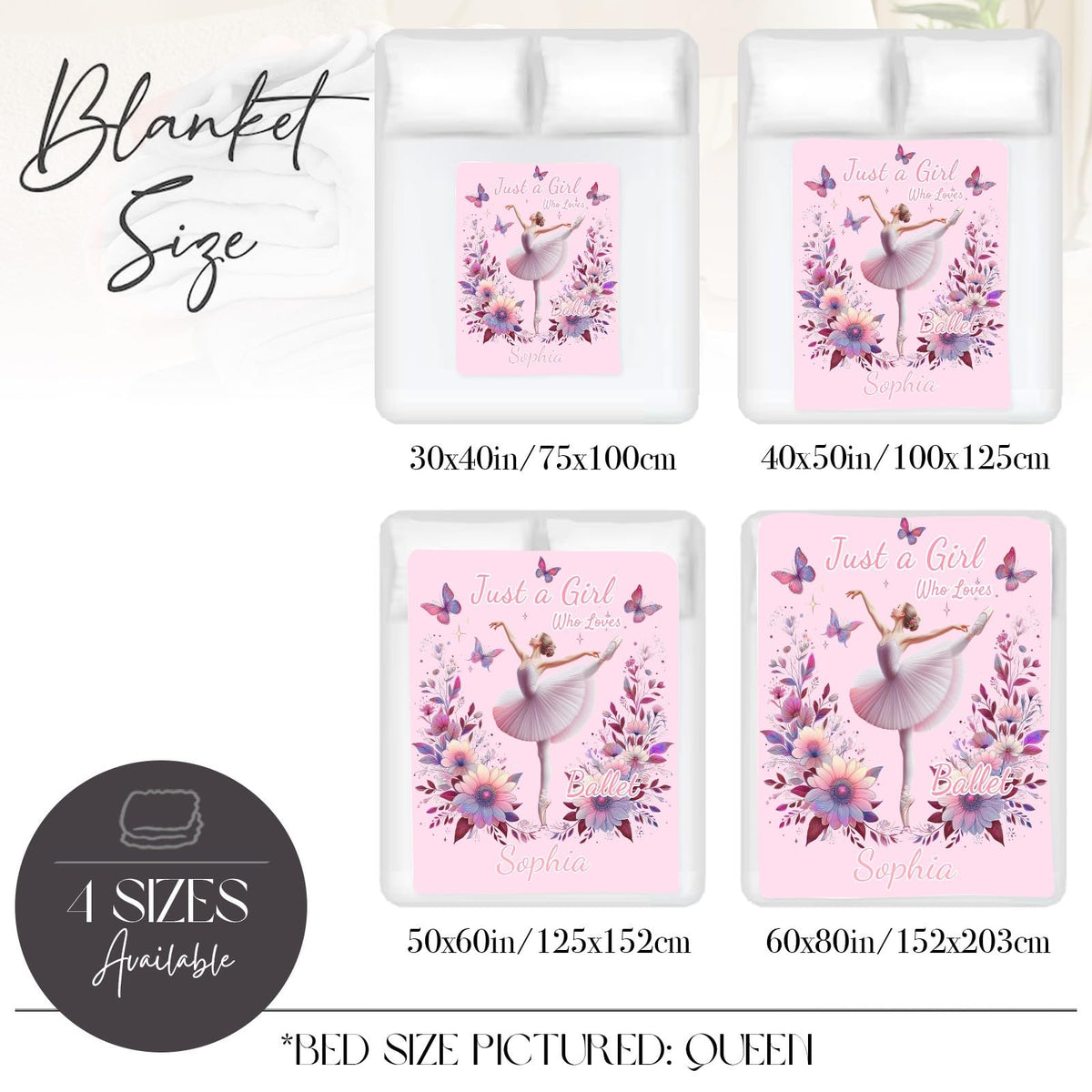 Xaviynch Ballet Blankets for Girls, Custom Blanket with Names - Personalized Anniversary Wedding Valentine's Day Gift Blankets for Sofa Bed Office All Season