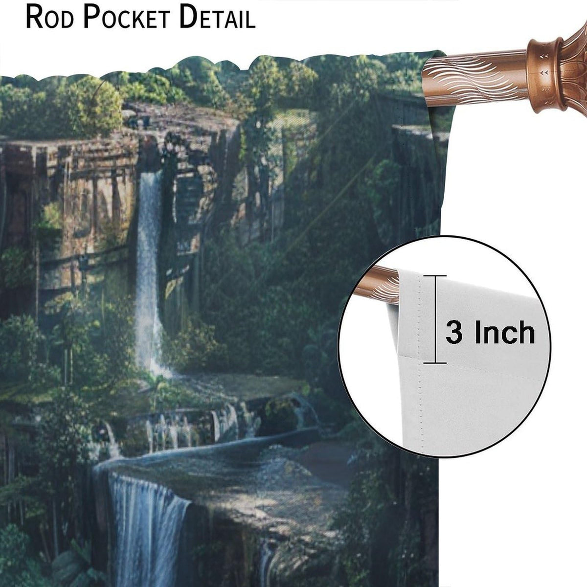 TOWINSFB Classic Waterfall Landscape Blackout Curtains, Forest Mountain Jungle Bird Home Decor Rod Pocket Window Drapes for Living Room Bedroom - 42" W x 63" L