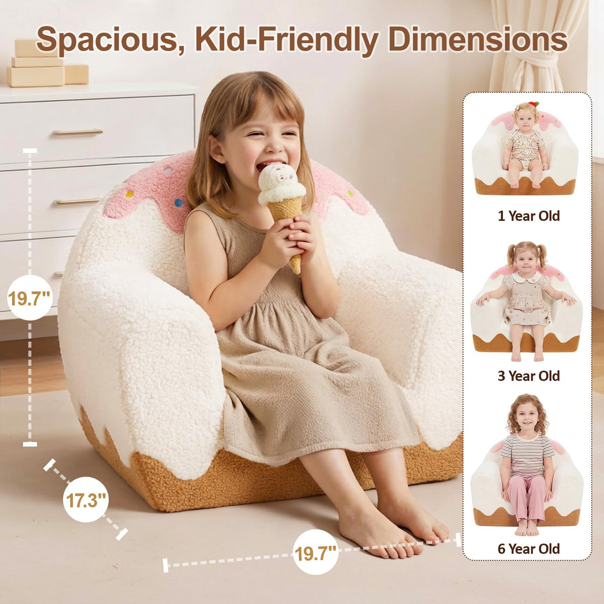 OUOZZZ Kids Chair Comfy for Girls 1-6 Years Old, Soft Sherpa Toddler Sofa