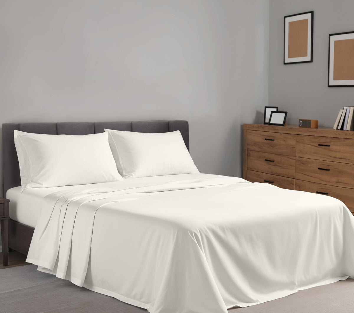 RUVANTI 100% Cotton Percale Sheets Queen Size – Crisp Cooling Bed Sheets for Hot Sleepers, Deep Pocket 16”, Soft Breathable & Durable Hotel-Style 4 Piece Set, Ivory