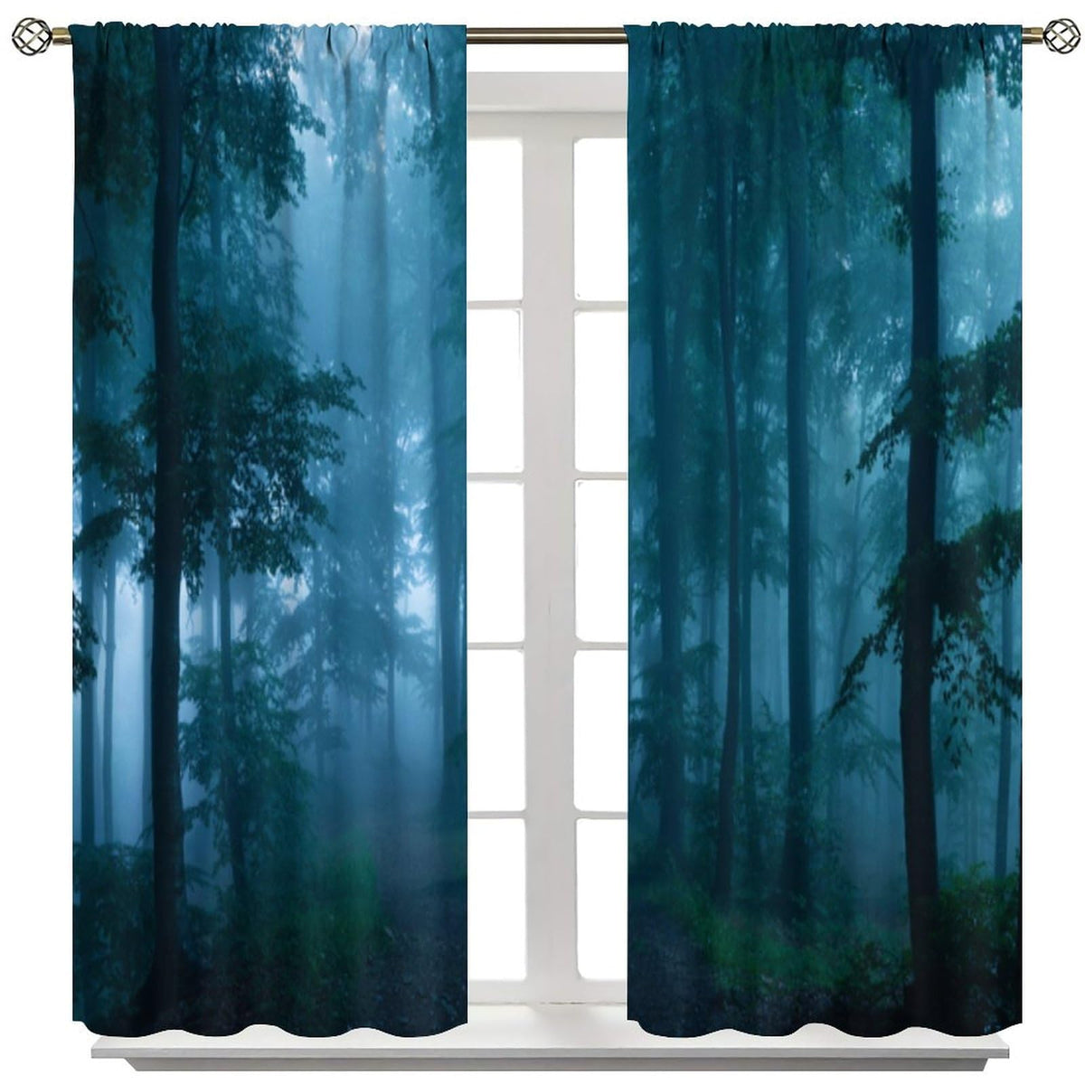 DDCBNS Misty Forest Curtains,Magical Woodland Nature Landscape Window Treatments for Bedroom Living Room Dreamland Scenery Décor Drapes 2 Panels Set,Total Size 42 x 45 Inch