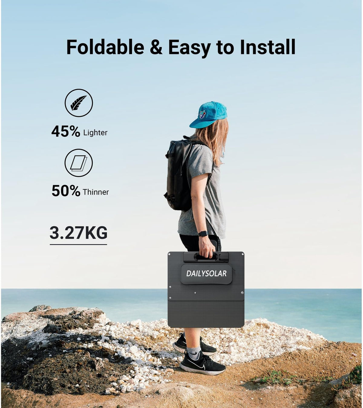 DailySolar 105W Ultra Lightweight Portable Solar Panel,100% Power Station Compatible, New Carbon Fiber Material, A-grade Premium High-Efficiency Monocrystalline PV Module, Ideal for Outdoor Camping,RV