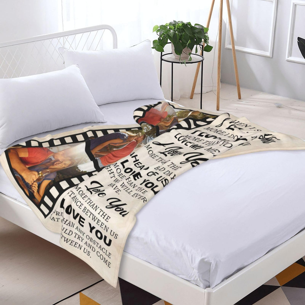 BHSHOH Personalized Couple Photos Blanket for Girlfriend Boyfriend Love Custom Anniversary Blanket Gifts for Husband Wife Wedding Valentine’s Day Gifts Man Woman Throw (03)