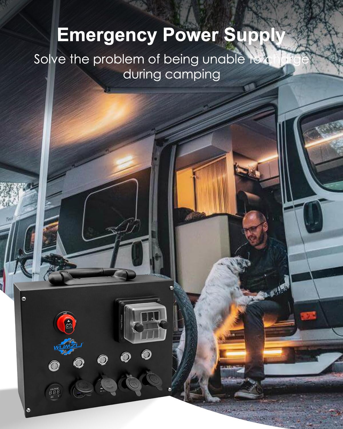12/24V Control Hub Includes Switches Fuse Box Voltmeter USB Ports Cig Socket, Camping Electrical System Centre for Camper RVs Pickup Trucks 4WD Canopy Caravan, Battery Power Control Box