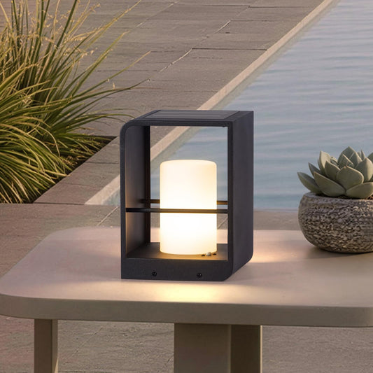 RIRZ Solar Lanterns Outdoor Waterproof, Led Corner Floor Lamp Dimmable, Smart Outdoor Lantern, Remote Control Floor Lamp Modern Design, Patio Lantern with Warm White Lights for Table Porch Garden Yard