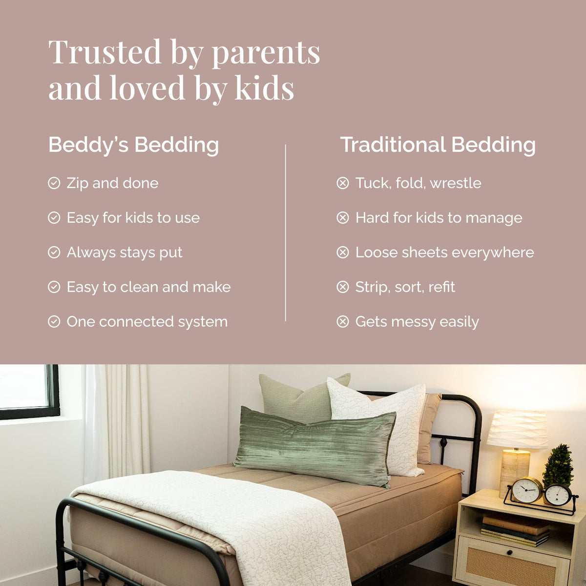 Beddy's Tan All-in-One Zipper Bedding Set - Minky Lined - Twin