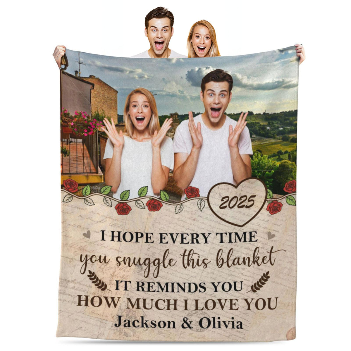BHSHOH Personalized Couple Photo Blanket for Girlfriend Boyfriend Love Custom Anniversary Blanket Gifts for Husband Wife Wedding Valentine’s Day Gifts Man Woman Throw (12)