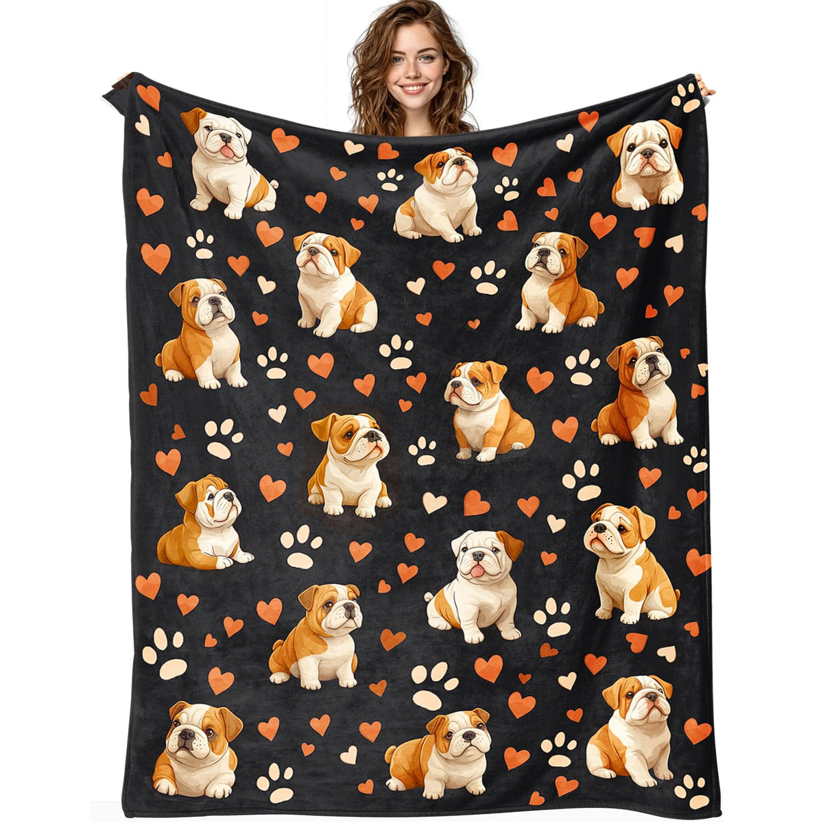 English Bulldog Blanket English Bulldog Decor Cozy Animal Throw Super Soft Plush Flannel Fleece Blanket Gift for Kids Adults Men Women Ultra Warm & Lightweight Flannel, 50"X40"