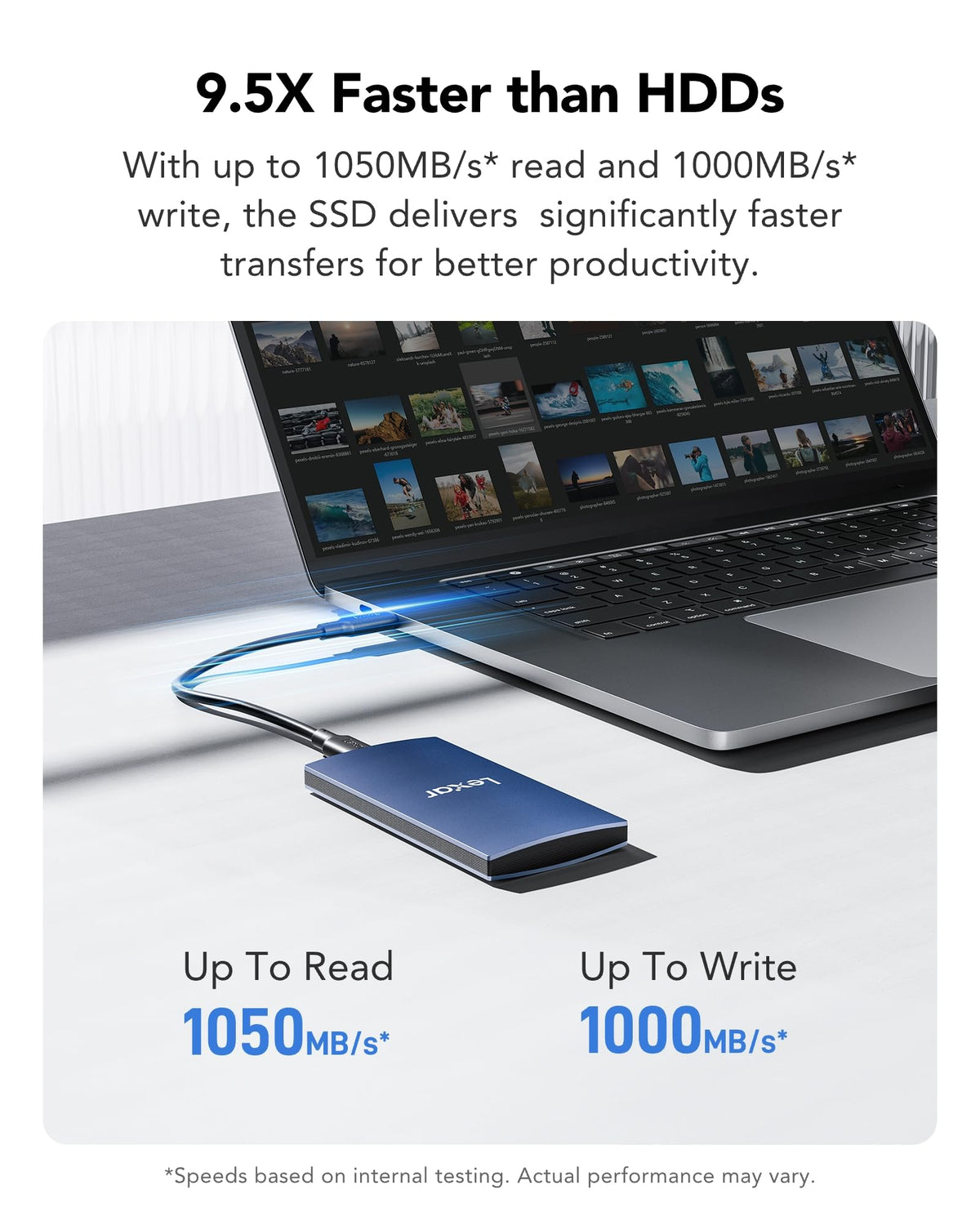 Lexar ES3 1TB External SSD, USB 3.2 Gen2 Portable SSD, PSSD Up to 1050MB/s Read, 1000MB/s Write, External Solid State Drive Compatible with iPhone 17 Series/Mac/PS5/XBOX/Laptop/PC, Blue