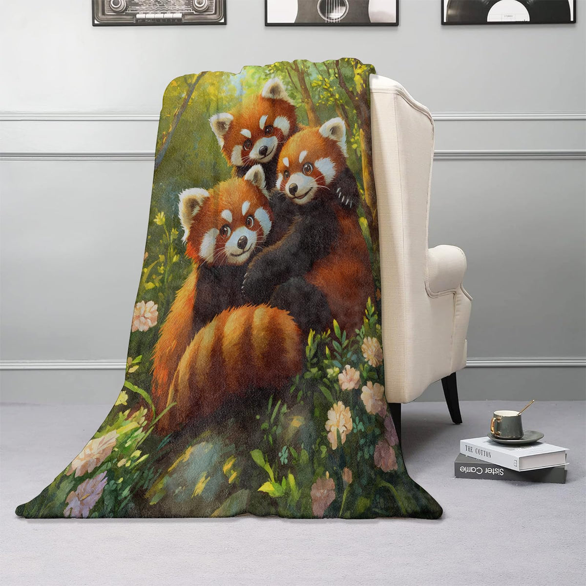 Kibue Adorable Red Pandas Blanket Warm & Plush Flannel Throw Blanket - Soft Cozy Lightweight Blankets for Travel, Sofa, Bedroom, Office, Home Decor for Adults Kids Women 60"×50"
