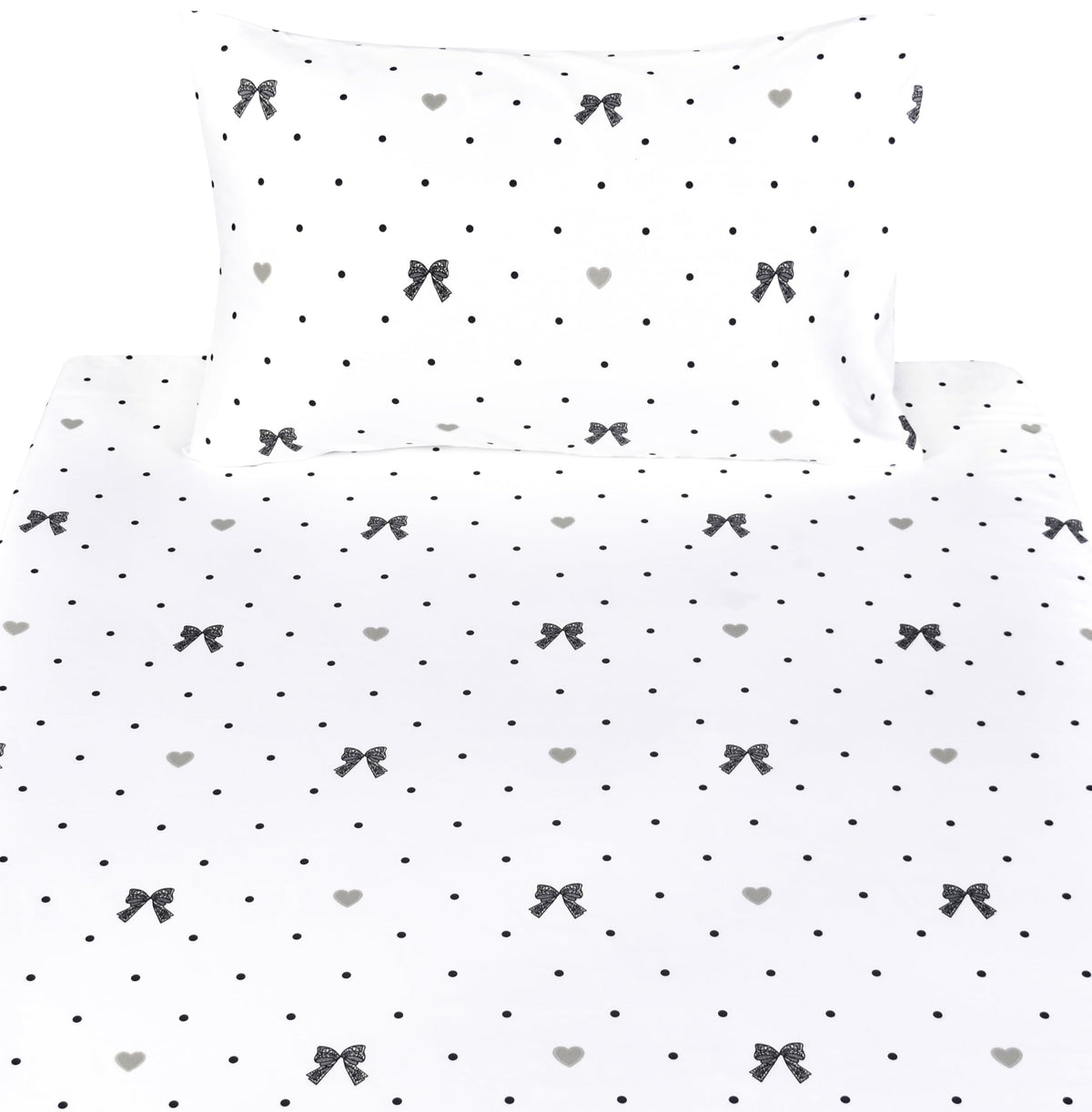 Scientific Sleep Lace Bow Romantic Bowknot Black Dot 100% Cotton 3 Pcs Twin Bed Sheet Set Kids Boys Girls Teen, Flat Sheet & Fitted Sheet & Pillowcase Child Bedding Set (Bow, Twin)