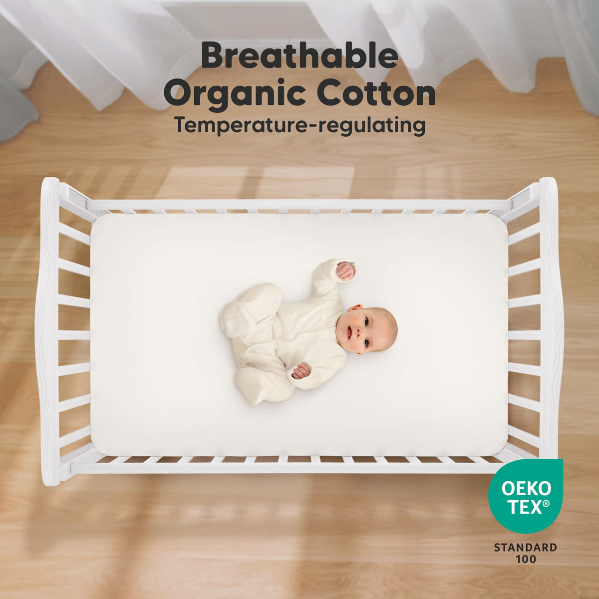 KeaBabies 2-Pack Organic Cotton Crib Sheets for Boys, Girls - 52x28 Fitted Crib Mattress Sheet Neutral, Breathable Cover for Baby Bed Set, Toddler Mattress, Soft & Cute Prints (Thistle)
