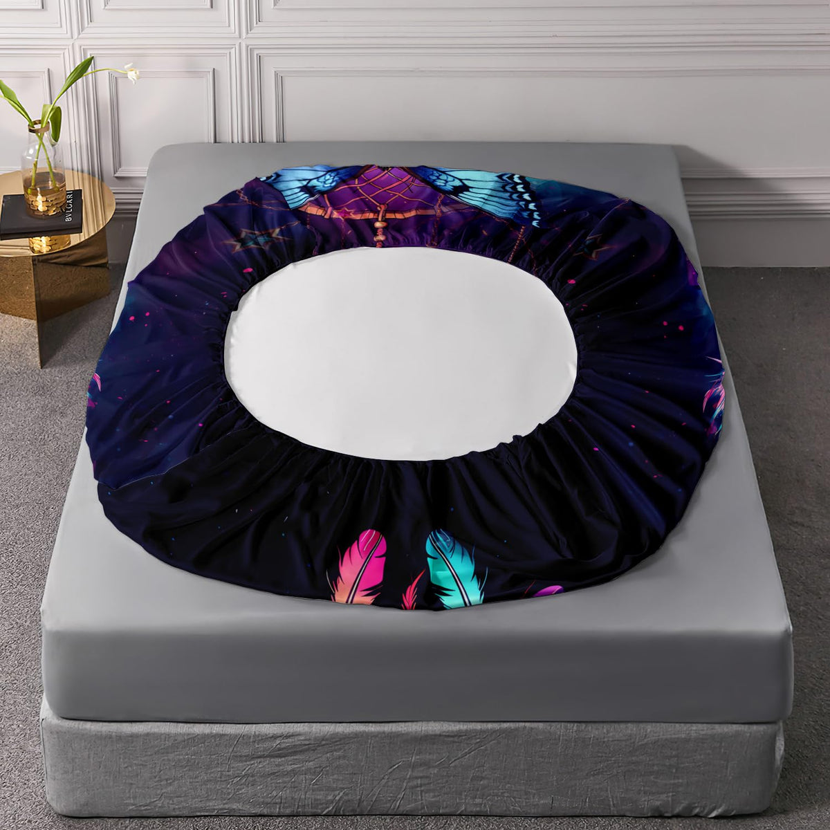 HOSIMA Dream Catcher Fitted Sheet Set 3Pcs,Indian Hippie Feather Boho Bedding Toddler Room Decor for Girls Boys,Native American Gypsy Butterfly Bed Set Twin Bed in a Bag Set for Adults Teens.