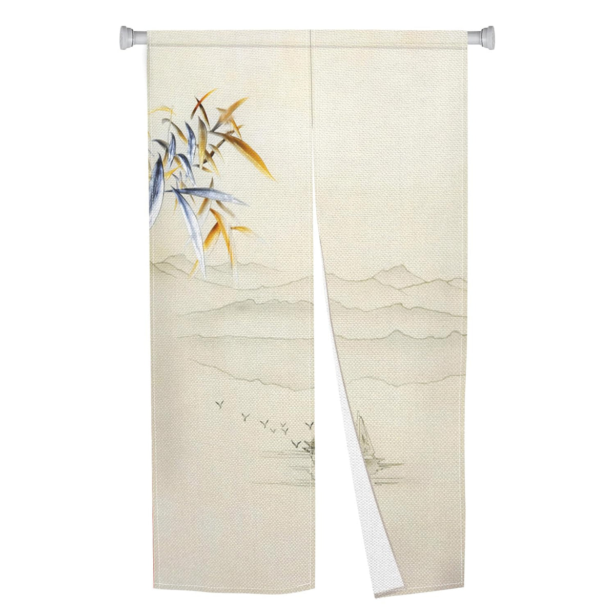 Leowefowa Japanese Doorway Curtain Noren Long Fengshui Window Treatment Kahki Door Curtains Tapestry Panel Polyester for Room Privacy Divider Home Kitchen Decorations(Mount, Bamboo), 33.5"x 70.9"