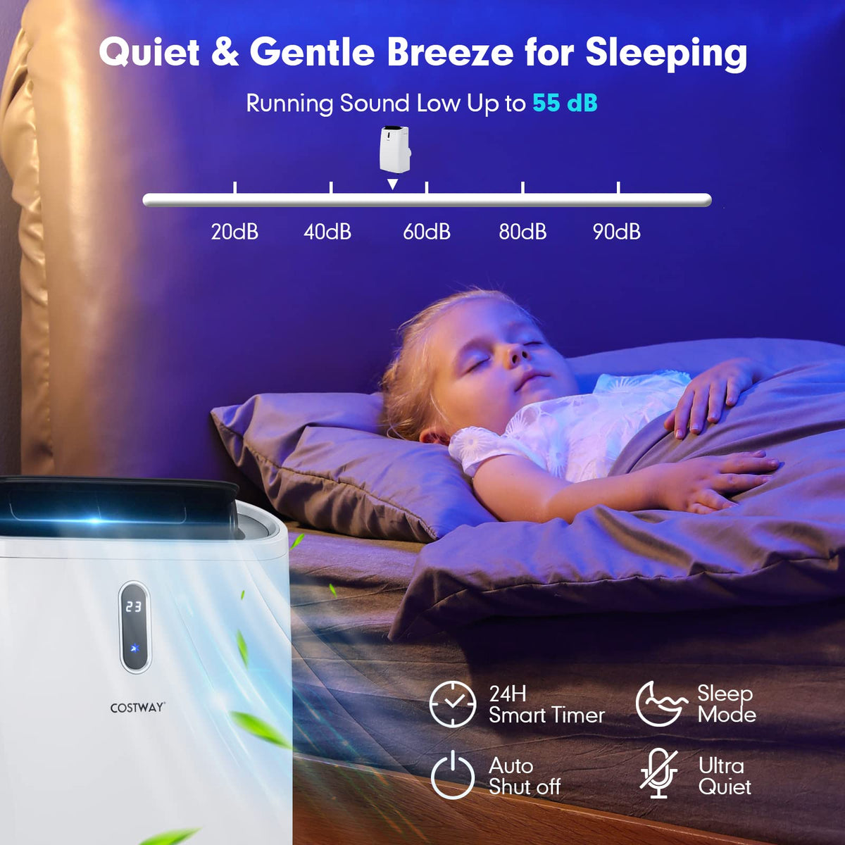 COSTWAY 14000BTU Portable Air Conditioner, 4-in-1 Oscillation Air Cooler with Cooling/Humidifier/Heater/Fan, 3 Speeds Fan, Remote Control, WiFi Smart Control (14000BTU)