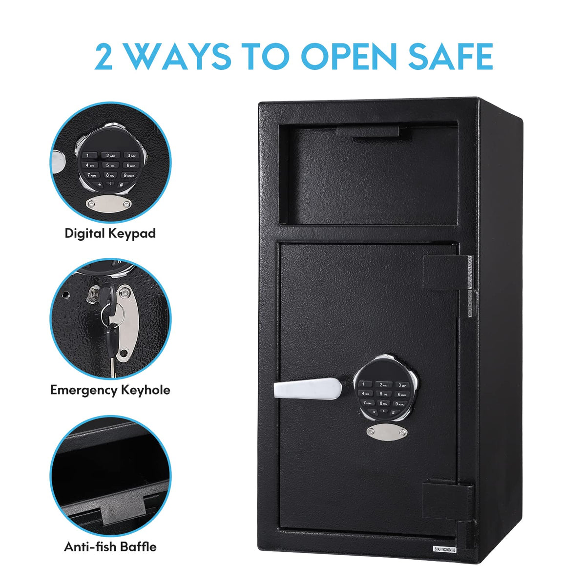 Fireproof Depository Safe with Drop Slot, Electronic Anti-Theft Drop Safe for Business with Programmable Numeric Keypad Lock and Spare Keys, Cash Drop Safe Box for Office Home Retail Store