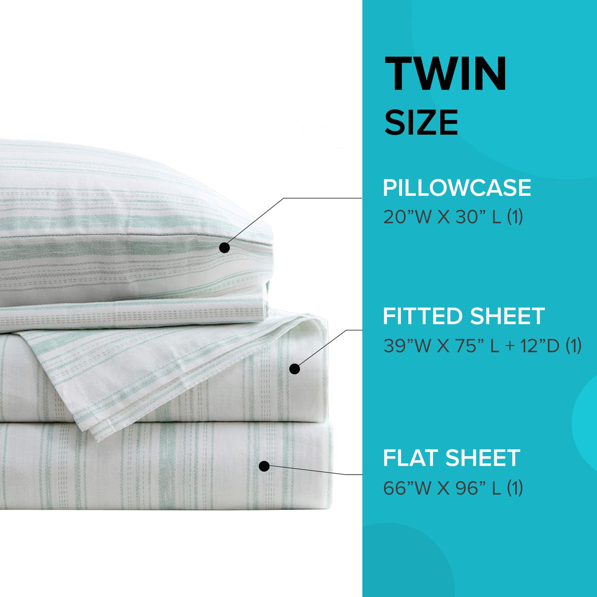 Comfort Spaces 100% Cotton Sheet Set Breathable, Lightweight, Soft with 12" Elastic Pocket Fits up to 14" Mattress, All Season Cozy Bedding, Matching Pillow Case, Twin Good Vibes 3 Piece