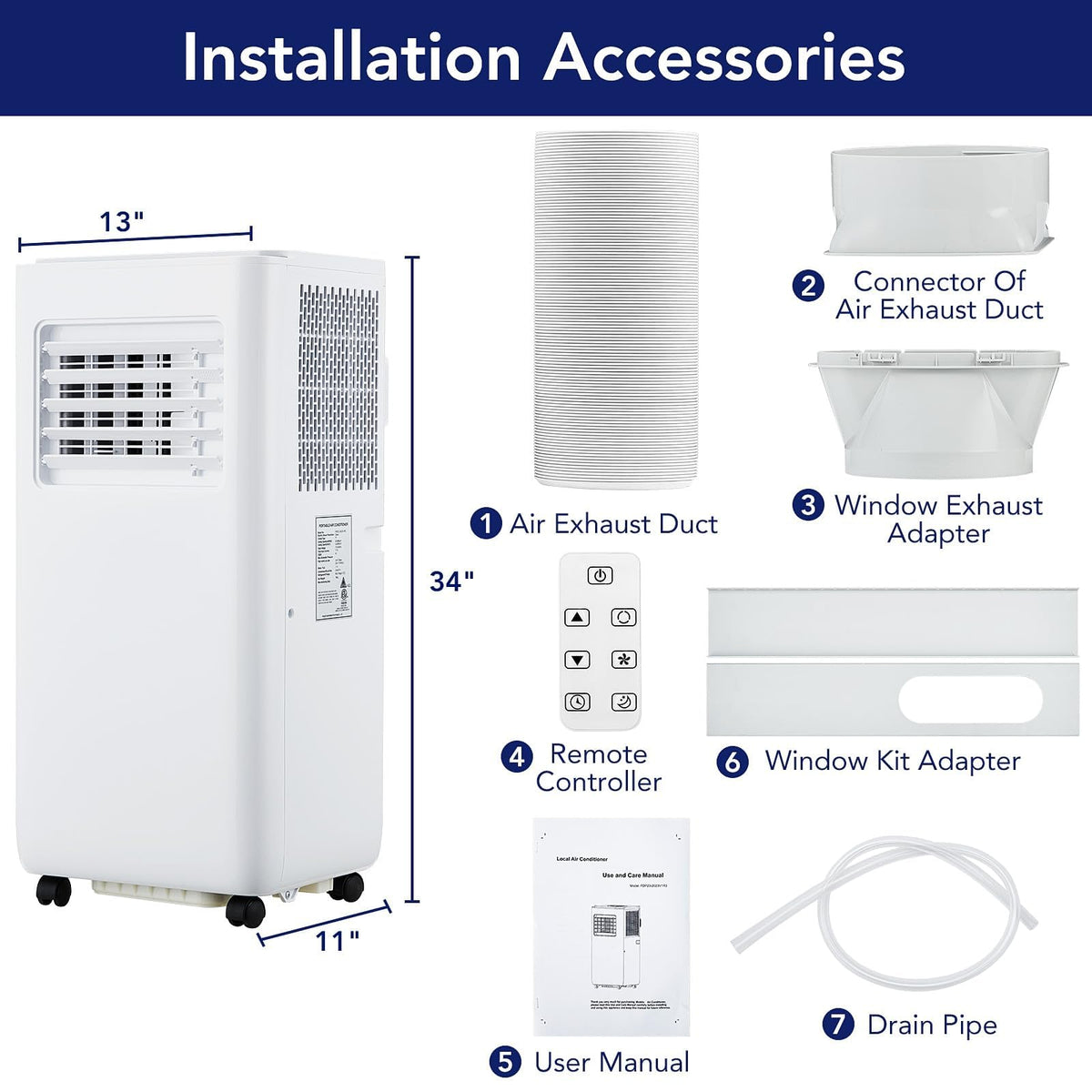 10000 BTU Portable Air Conditioners with Remote Control, 3 in-1 Free Standing Cooling AC Unit with Dehumidifier Fan Function, Cools Room up 450 Sq. Ft, Auto Swing, Sleep Mode, 24H Timer