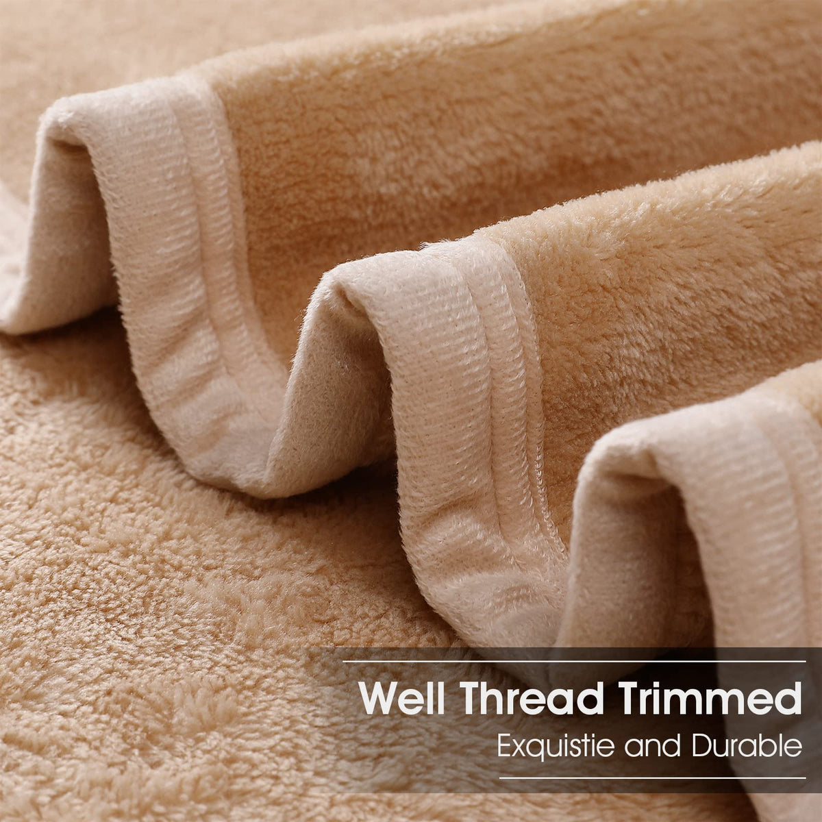 EASELAND Soft Blanket Warm Fuzzy Microplush Lightweight Thermal Fleece Blankets for Couch Bed Sofa,California King 102X108Inch,Camel