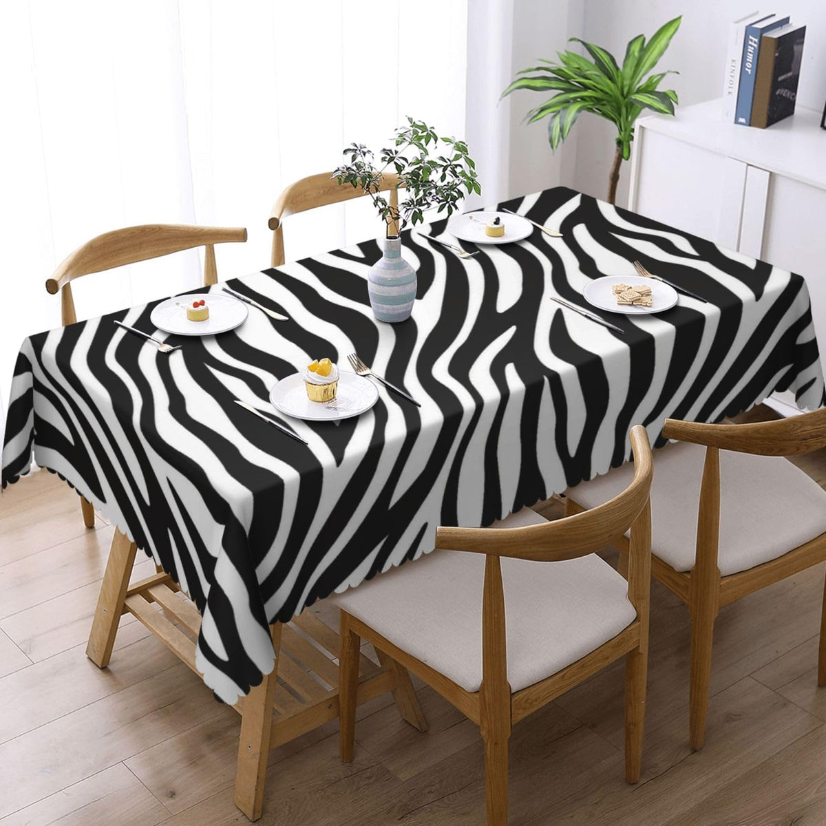 ZYPHORIEL Zebra Stripes Rectangle Tablecloths Black and White Print Table Cloths Dacorative Kitchen Dining Tablecloth for Rectangular Tables,Washable Table Cover for Party 54 x 72 Inch