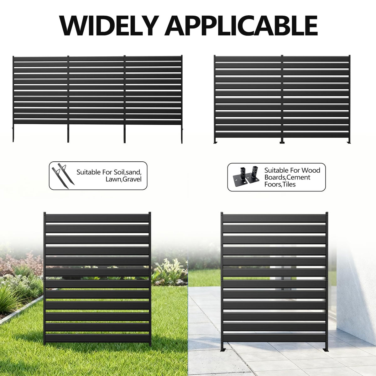 72" H×38" W（1 Panels） No Dig Metal Privacy Fence Panels for Air Conditioner Units, Can Also Hide The Pool Equipment, Black Outdoor Rustproof Trash Cans Privacy Screen