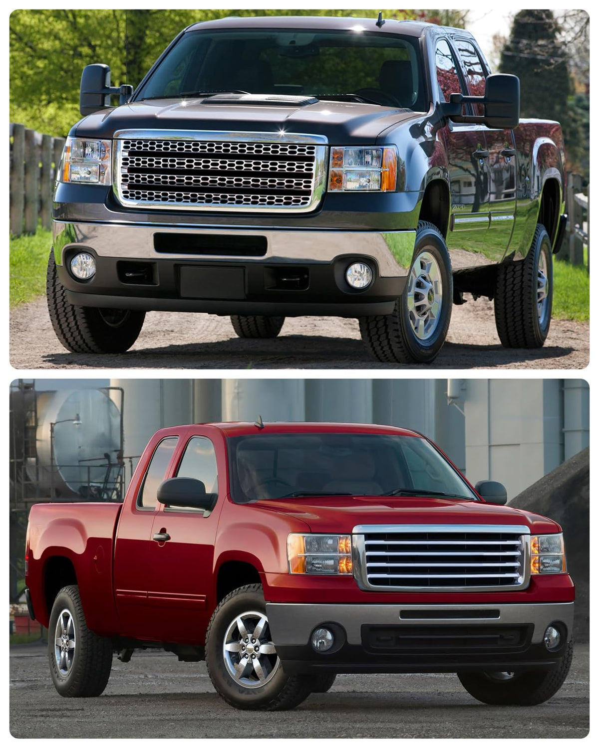Headlight Assembly compatible with 07-13 GMC Sierra 1500/07-14 GMC Sierra 2500HD 3500HD for 2007-2014 Sierra Headlamp Chrome Housing Headlamp Replacement Driver and Passenger Sides（W/O Bulbs）