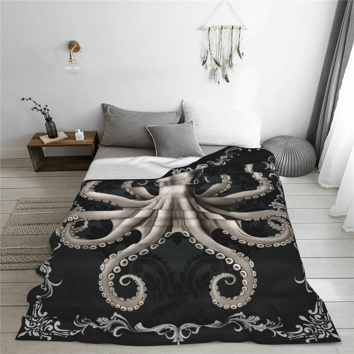 Octopus Blanket Ocean Throw Blanket Soft Fleece Flannel Bedding Octopus Gifts for Women Men Boys Girls Lovers Adults Lovers Stuff Plush for Couch Sofa Bed Room Decor 40"X50"