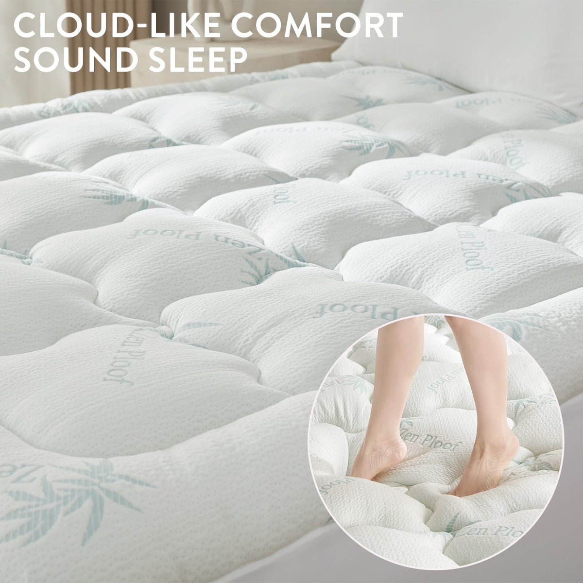 Surefit Ultra Soft Waterproof Mattress Topper, Pillow Top Mattress Pad, Back Pressure Relief, Viscose Derived from Bamboo, Naturally Cooling for Hot Sleepers, Queen 60x80