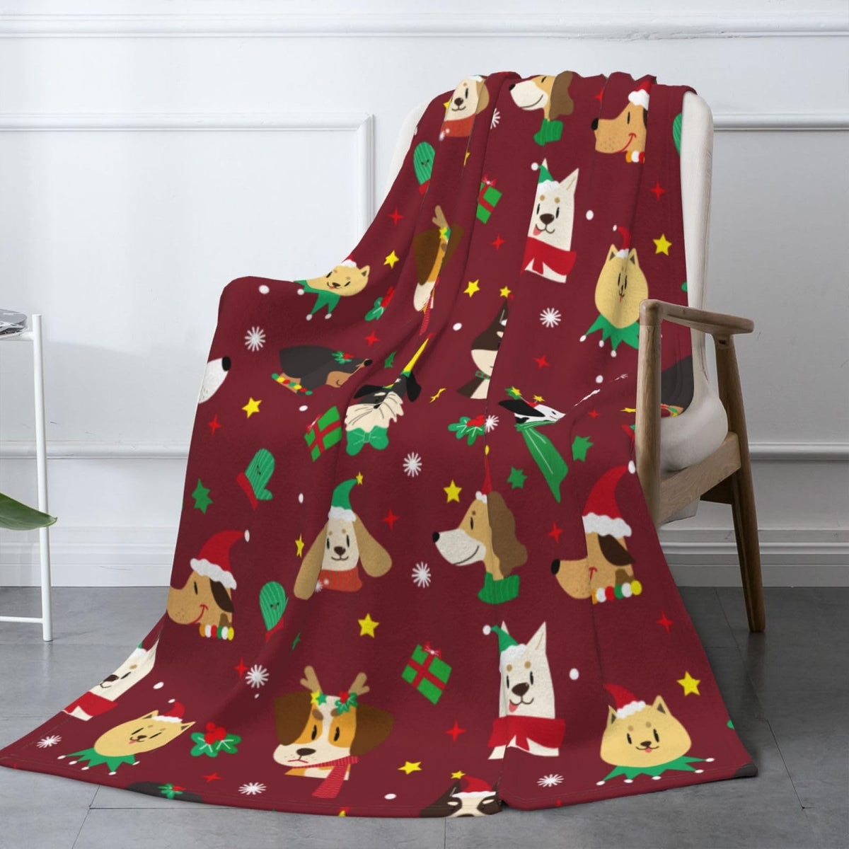 Cute Christmas Puppy Dog Throw Blanket Cozy Fluffy Plush Blanket Soft Flannel Throw Blanket for Kids Men Women Gift Sofa Bed Couch 50"x40" Christmas