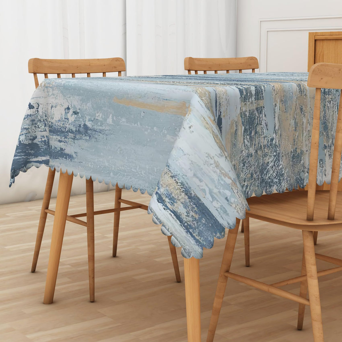 SIEDYCV Graffiti Painting Tablecloth Rectangle, 52x70 Inch Modern Abstract Art Sky Blue Oil Texture Fabric Table Cloth Thick,Waterproof Table Cover for Kitchen Birthday Wedding Party Cafe Home Decor