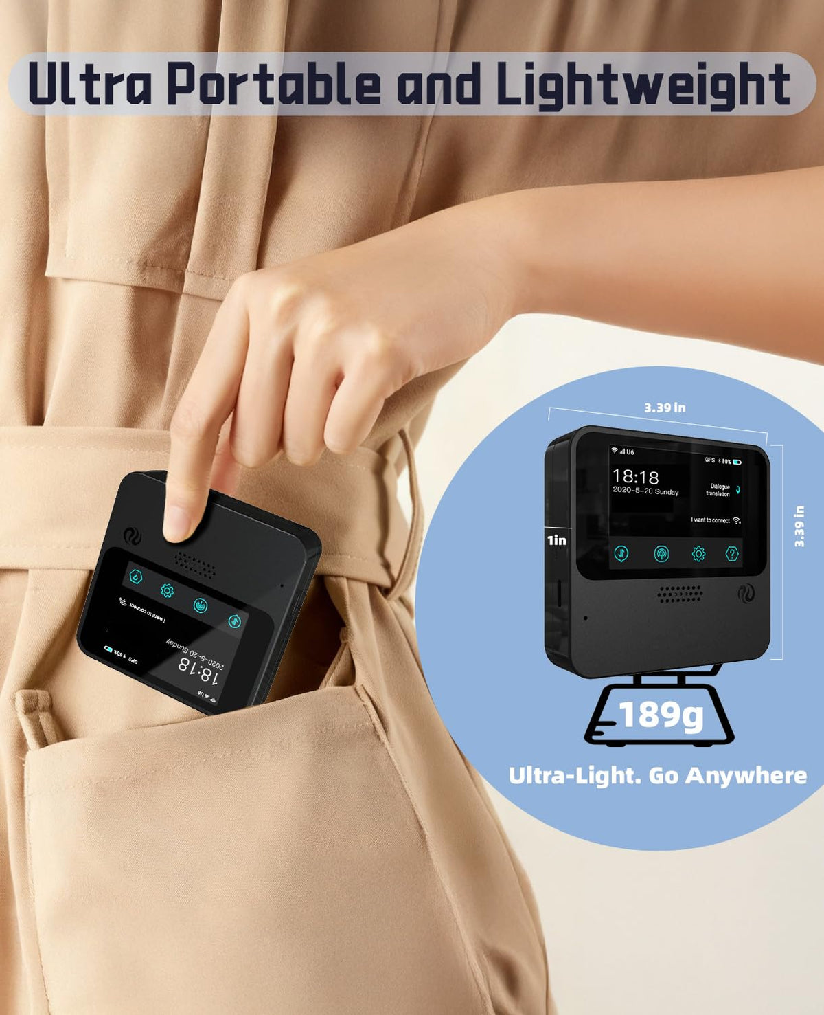 FREEBOT Mobile Hotspot - 4G LTE Portable WiFi for Travel in 150+ Countries, Pocket WiFi Router 10-Device, 5000mAh Battery & No Contract/SIM, 5GB Global (90 Days) for Business, Trips & Outdoors