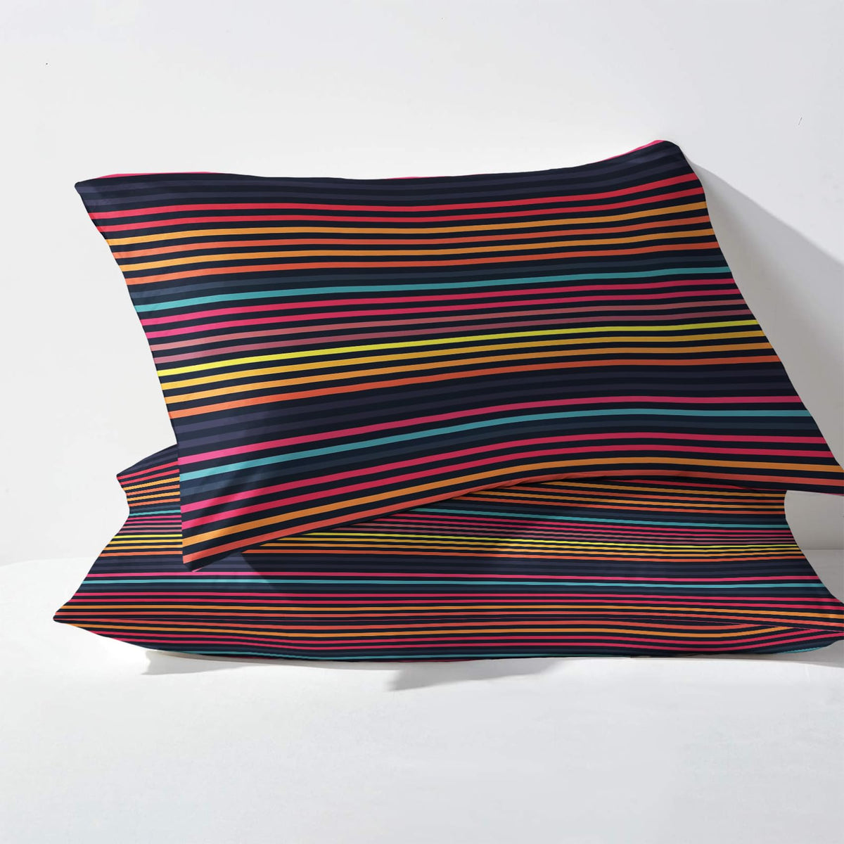 Striped Sheets California King Size, Colorful Bed Sheets, Patterned Bedding Sheets & Pillowcases 4 Piece Set - Soft Microfiber Deep Pocket Fitted Sheet & Flat Sheet & 2 Pillow Cases M&-A267
