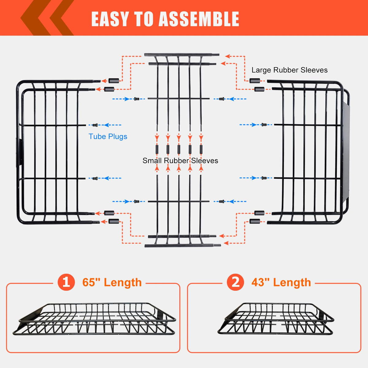Roof Rack Carrier Carrier Basket 65"*39"*6"+Waterproof Bag 20 Cubic Feet(51"*40"*17"),and Cargo Net with Attachment Hooks,Ratchet Straps.200 Lbs Capacity,Universal Rooftop Small Size Roof Rack