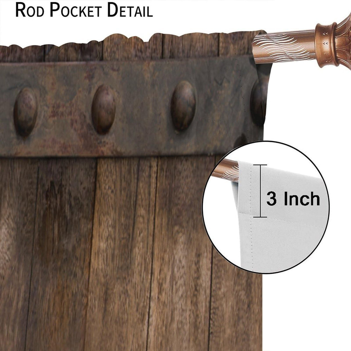 Nanacur Rustic Wooden Barn Door Curtains, Wood Brown Old Rod Pocket Window Treatments for Girl Boy Bedroom Living Room Office Drapes 41" W X 45" L (No Blackout)