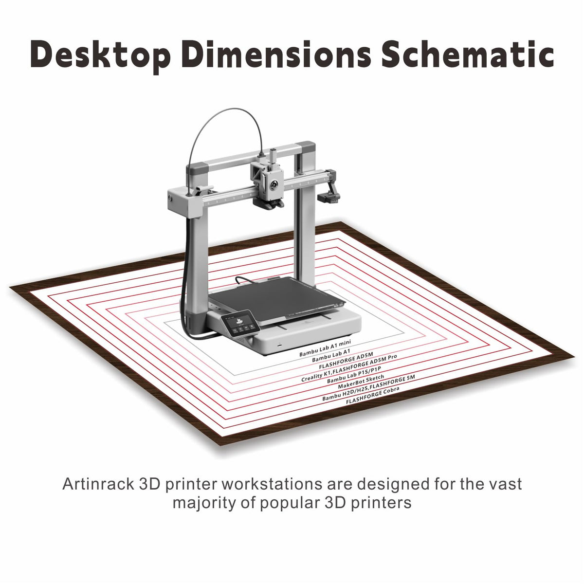 ARTINRACK 3D Printer Stand with Double Layer 3D Printer Filament Storage Rack, TR22 Heavy Duty Mobile Printer Table with Wheels for Studio Office Storage and Organization