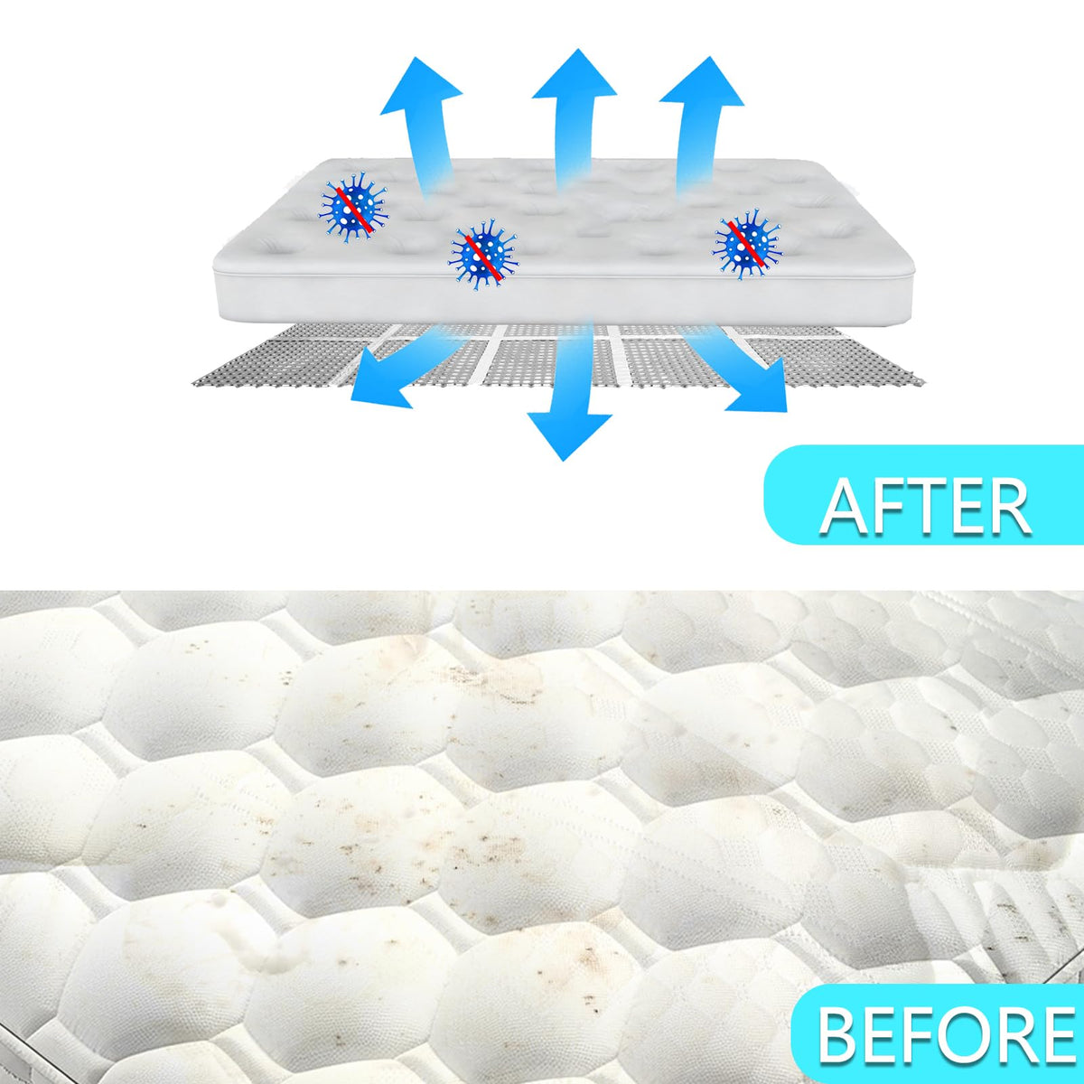Interlocking Mattress Underlay 83" L x 59" with Aluminum Tape RV Under Mattress Modular Under Mattress Pad for RV Boat Camper Creating The Bed Air Dry and Flow（Queen）