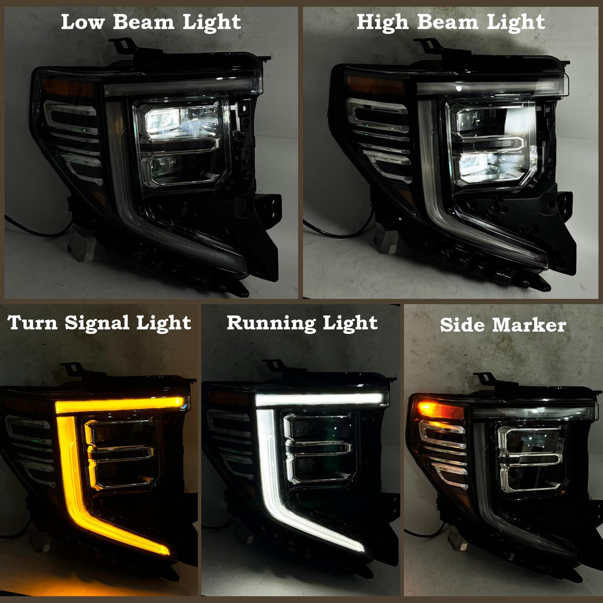 KAMDKI A Pair Black Trim LED Headlight Fit for 2022 2023 2024 GMC Sierra 1500 SLT/Denali Headlamp Assembly Left Driver and Right Passenger Side W/Module 85543193 85543194 85604121 85604122