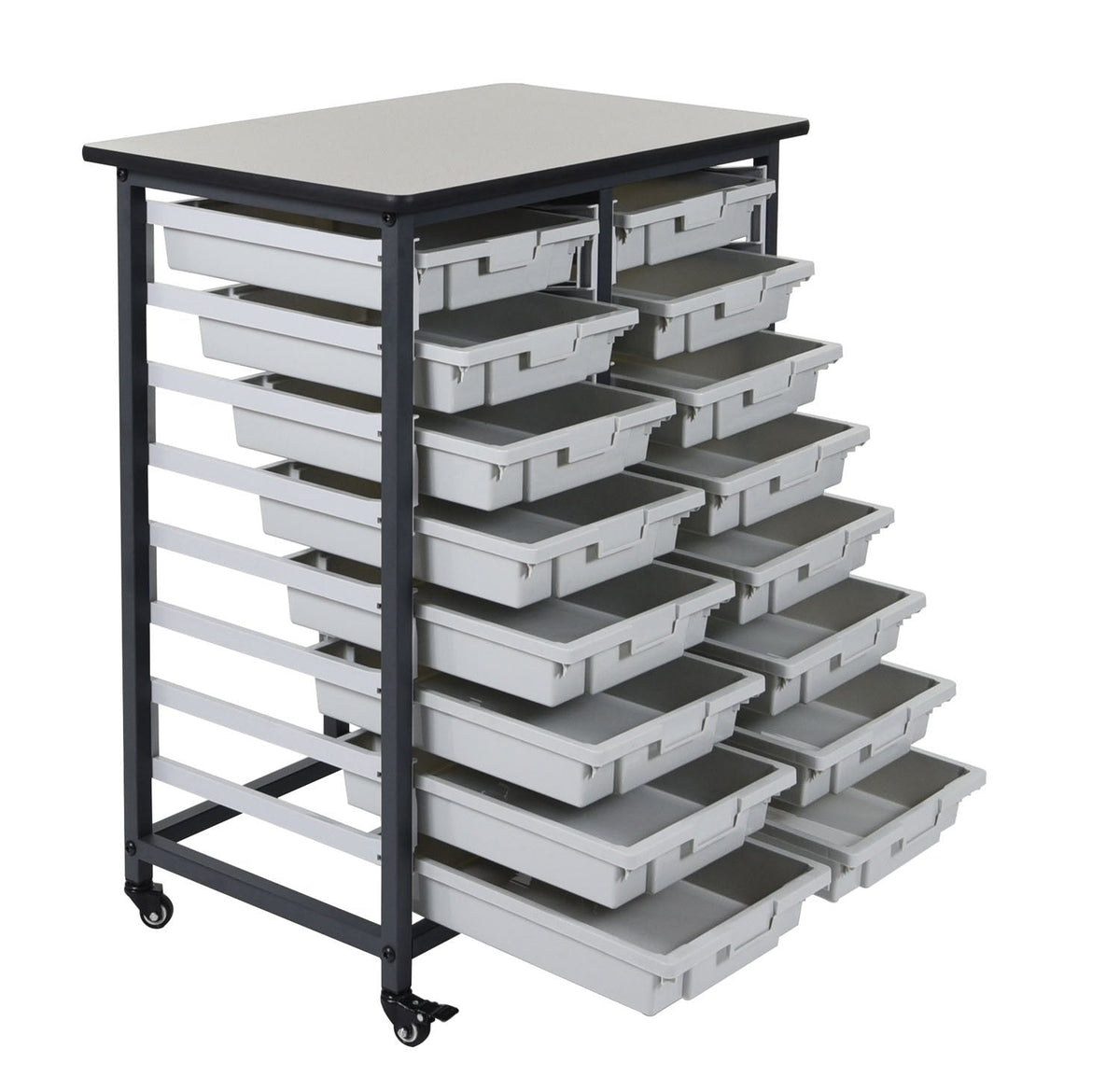 LUXOR MBS-DR-16S Mobile Bin System - Double Row Grey 20 L x 30 75 W x 37 5 H