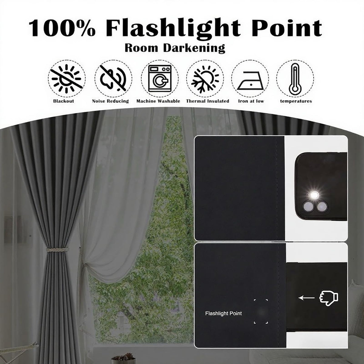 Tiadkh Home Decor Blackout Extra Long Curtains，132" Long Grommet High Ceiling Draps Noise Reducing 2 Story Curtains for Living Bedroom Windows(1Panel，W52xL132)