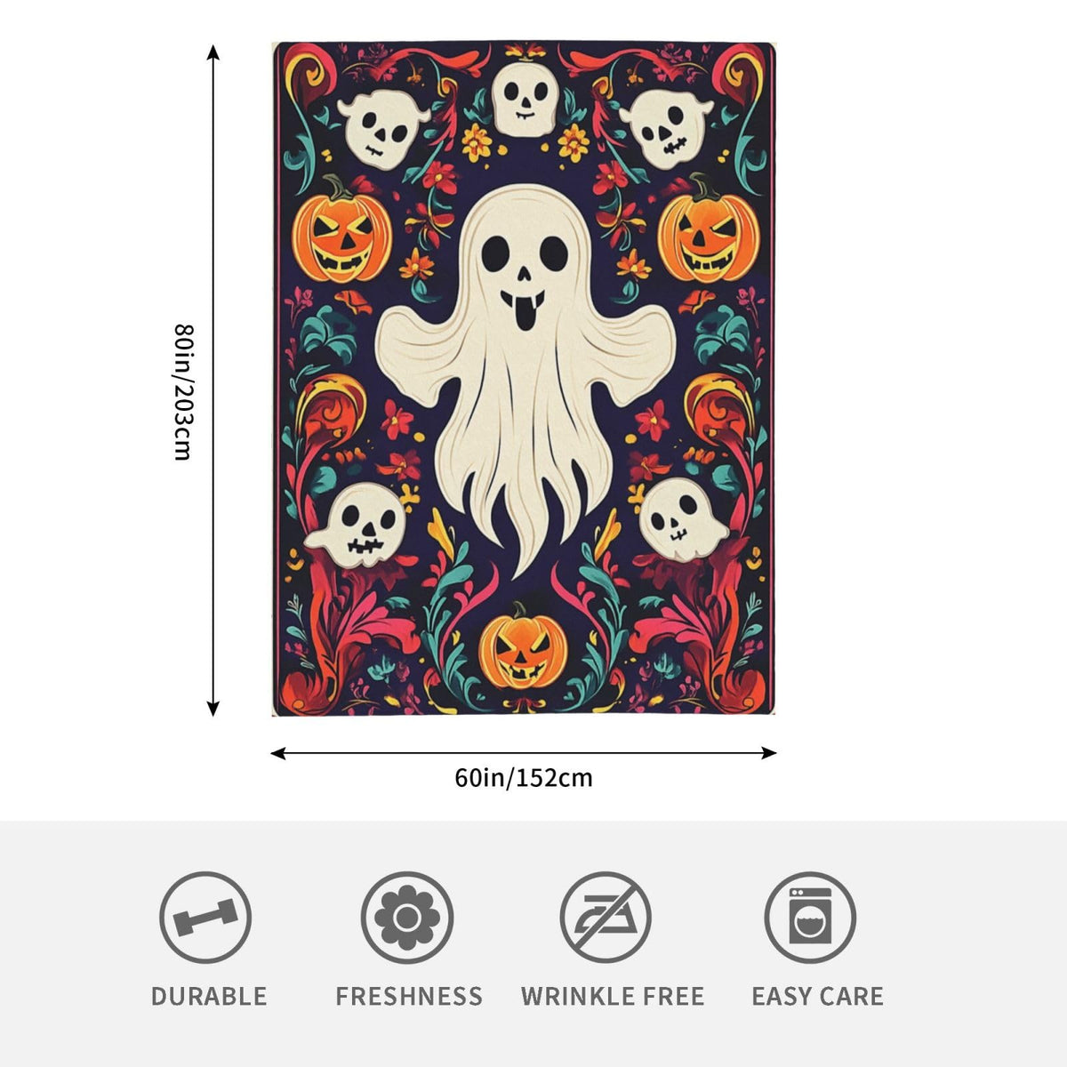 CDSASHCA Spooky Ghosts Flannel Blanket,Cute Design with Floating Phantom Print,Ultra-Soft Fleece for Festival Party Cozy Vibes，Suitable for Sofa,Bed and Office Decoration，Gifts for Friends 60X80 Inch