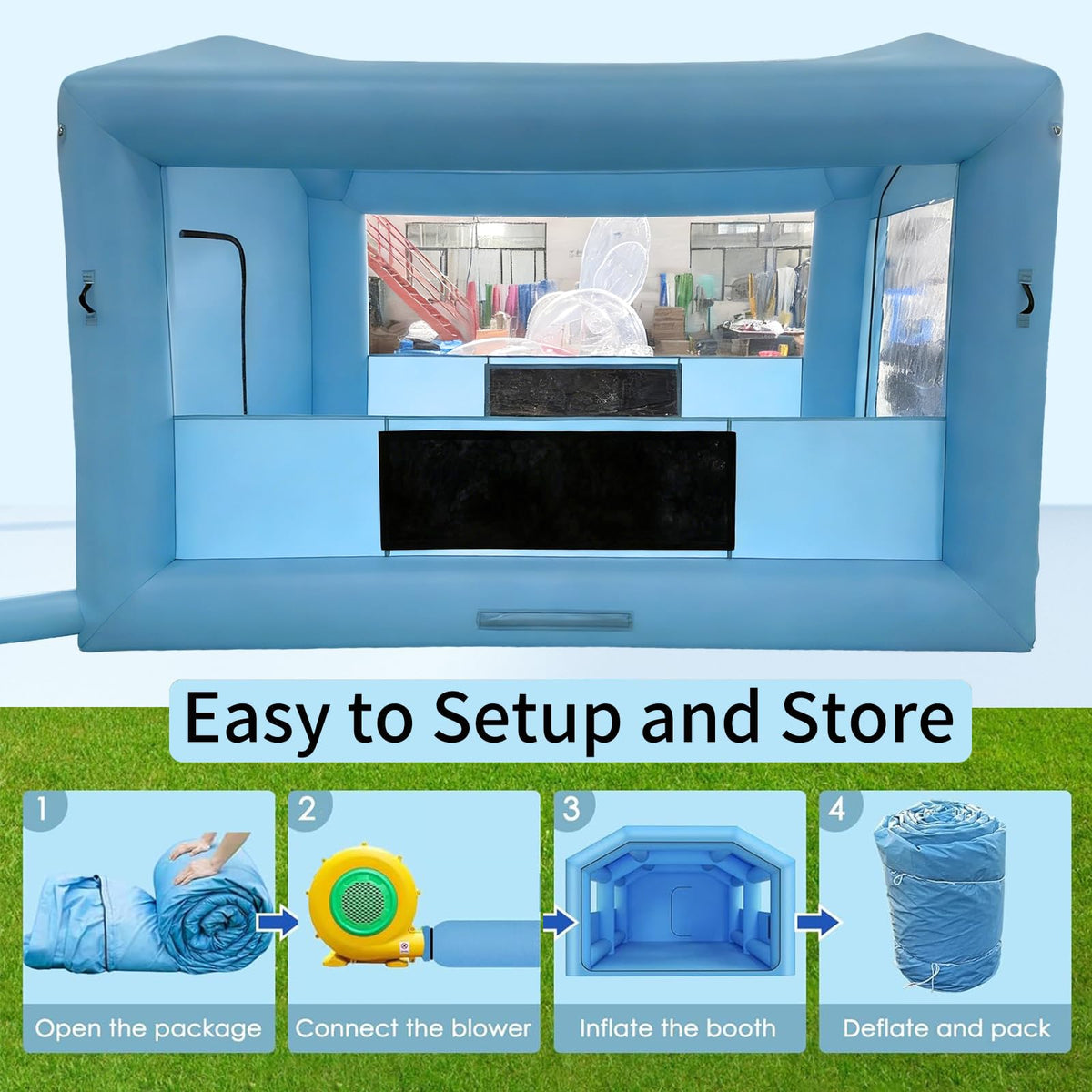 COIIOI 13x10x9FT Inflatable Paint Booth, Spray Paint Tent with 750W Blowers and Air Filter System, Blow up Paint Booth for DIY, Auto Refinish, Mobile Detailing,Motorcycle Garage