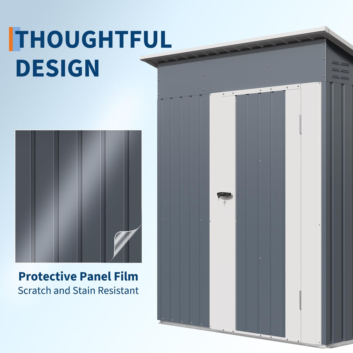 Garvee Outdoor Storage Shed 5x3 FT, Metal Garden Tool Shed with Lockable Doors & Vents, Weather-Resistant Backyard Storage Shed for Tools, Lawn Equipment & Patio