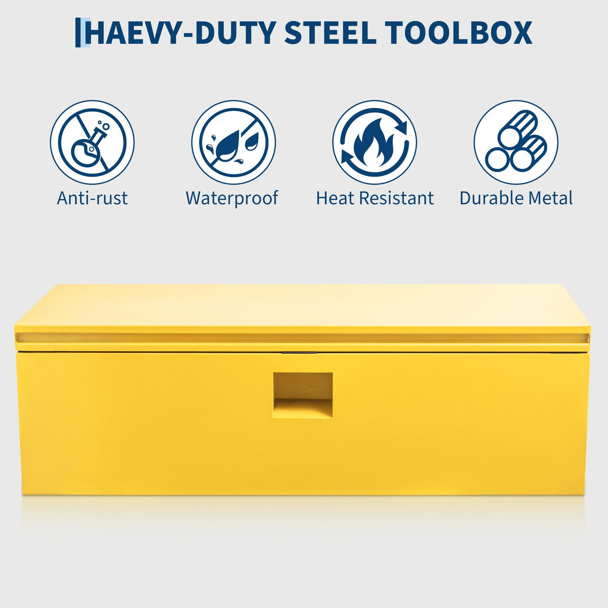ActiveTrail Heavy Duty Steel Truck Bed Tool Box, 36 Inch Weatherproof Lockable Metal Storage Chest with Gas-Assist Grooved Lid for Pickup, Trailer, RV, Yellow