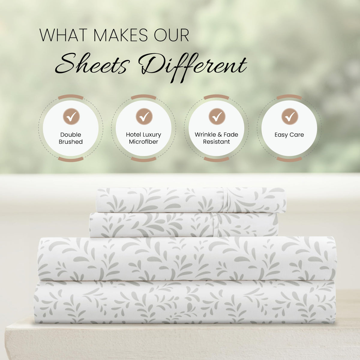 Linen Market 4 Piece King Size Sheets (Gray Vines) - Sleep Better Than Ever with These Ultra-Soft & Cooling King Sheets for Your King Size Bed - Deep Pocket Fits 16" Mattress