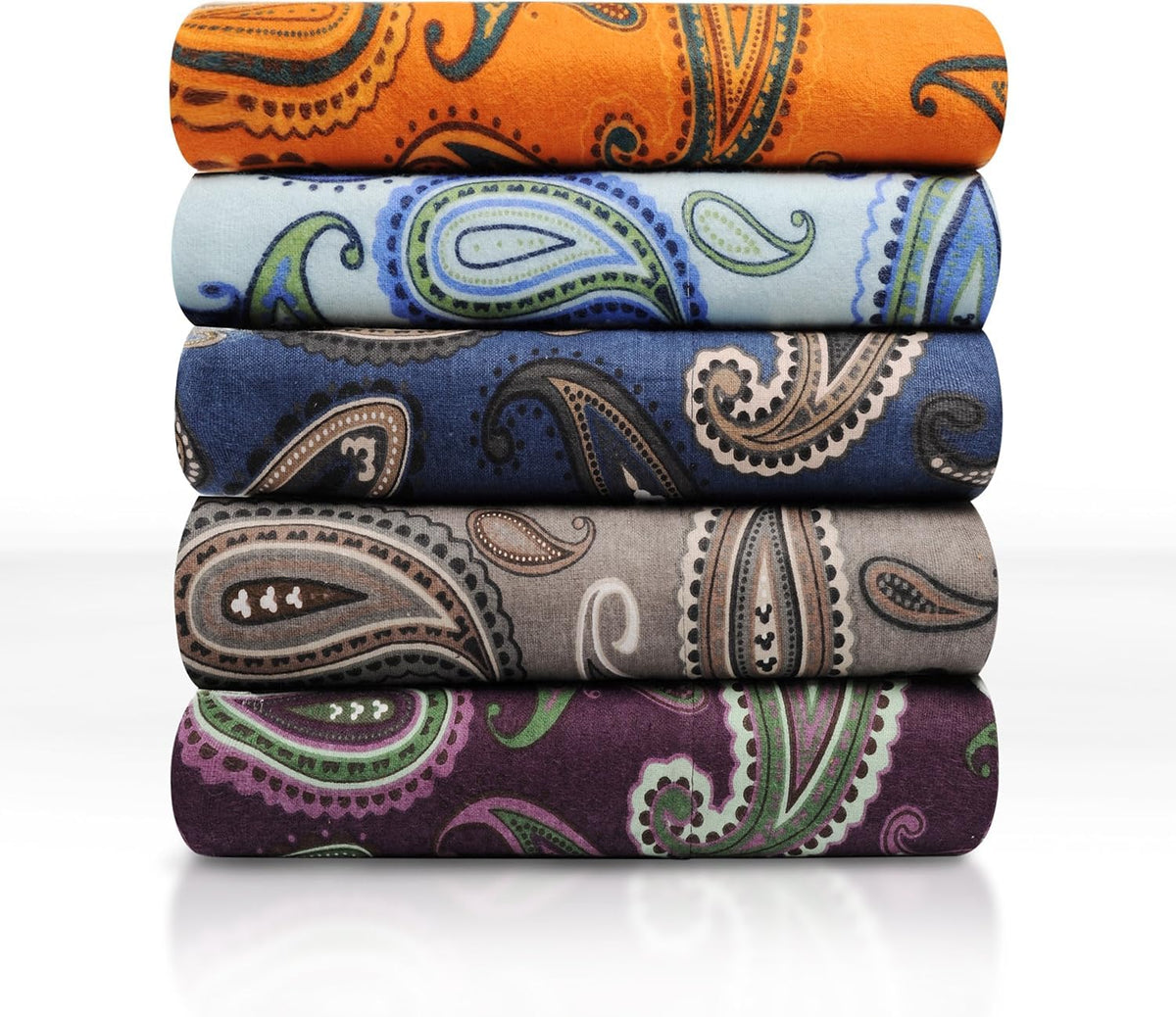 Superior Paisley Flannel Cotton Duvet Cover Set, Warm Fuzzy Comforter Cover, Cozy Soft Floral Bedding Essentials, Secure Button Closure, Includes 1 Duvet Cover, 2 Pillow Shams, Full/Queen, Navy Blue