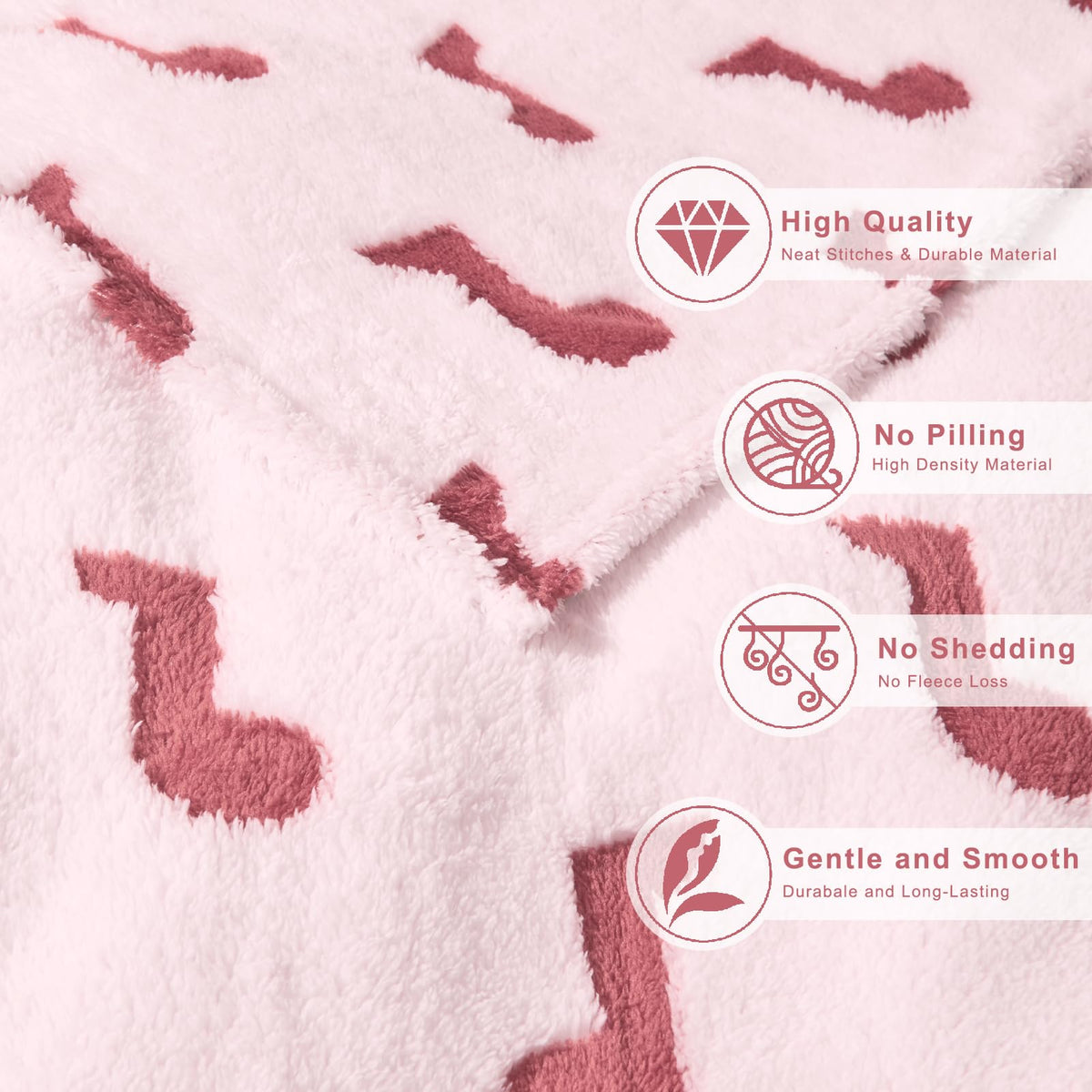PLEVONITH Pink Throw Blankets for Bed - 3D Music Patterned Fall Blanket for Room Décor, Twin Size Blanket 60x80 Inches (300GSM)