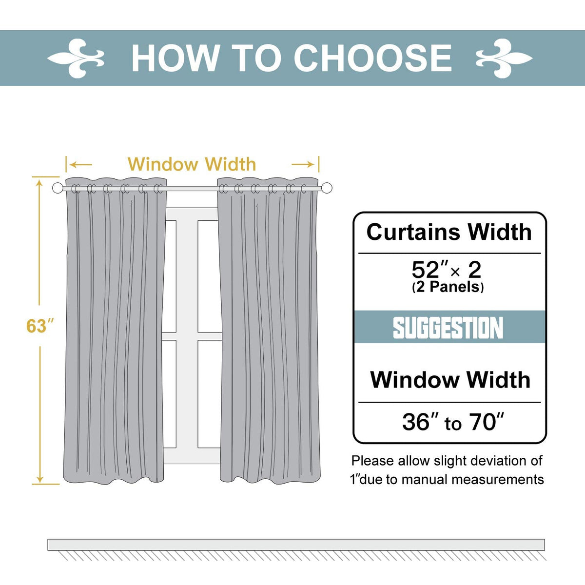 ChrisDowa 100% Blackout Curtains for Bedroom with Black Liner, 2 Thick Layers Total Blackout Thermal Insulated Grommet Window Curtains 2 Panels Set (Stone Blue, 52 x 63 Inch)